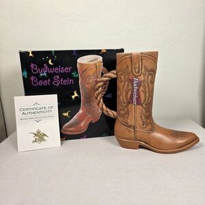 Budweiser Cowboy Boot Beer Stein 1994 Vintage w Box Man Cave Decor